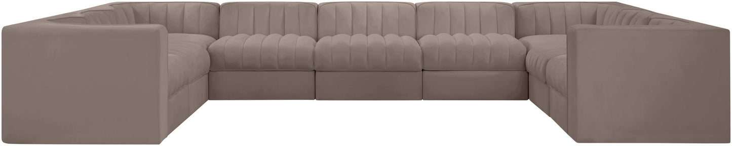 Rummi - Velvet Performance Fabric Upholstered 9 Piece Modular Sectional