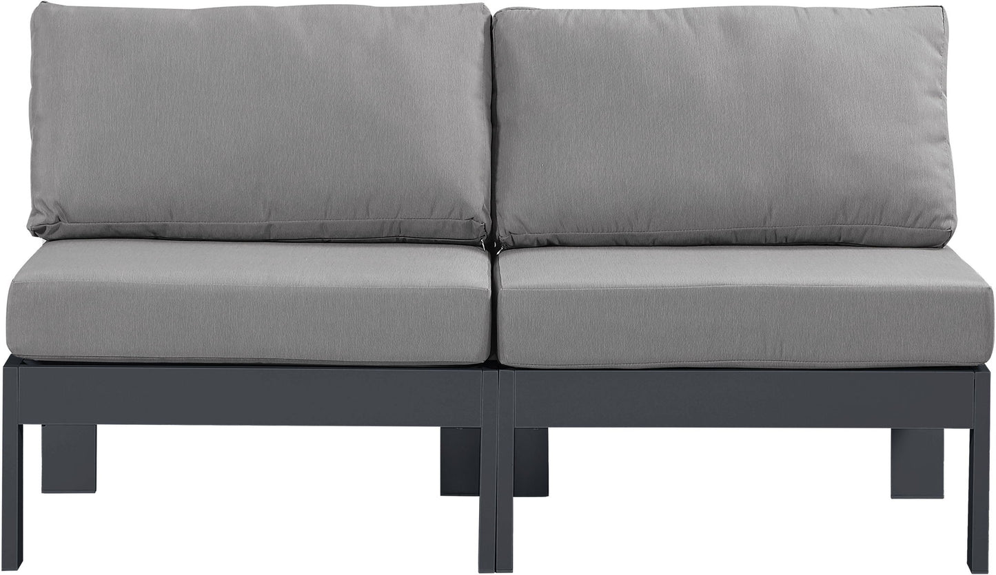 Nizuc - Outdoor Patio 2 Seat Armless Modular Sofa With Gray Frame