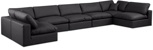 Comfy - 7 Piece Faux Leather Modular Armless Sectional