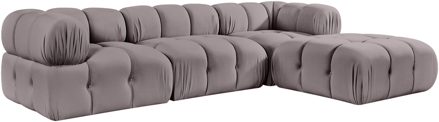 Orin - Velvet 4 Piece Modular Sectional With Chaise