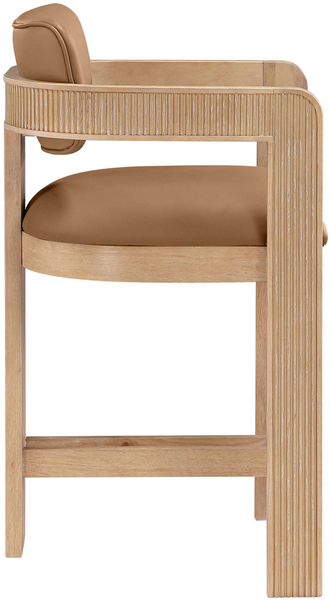 Sacha - Vegan Leather Upholstered Counter Stool With Natural Base
