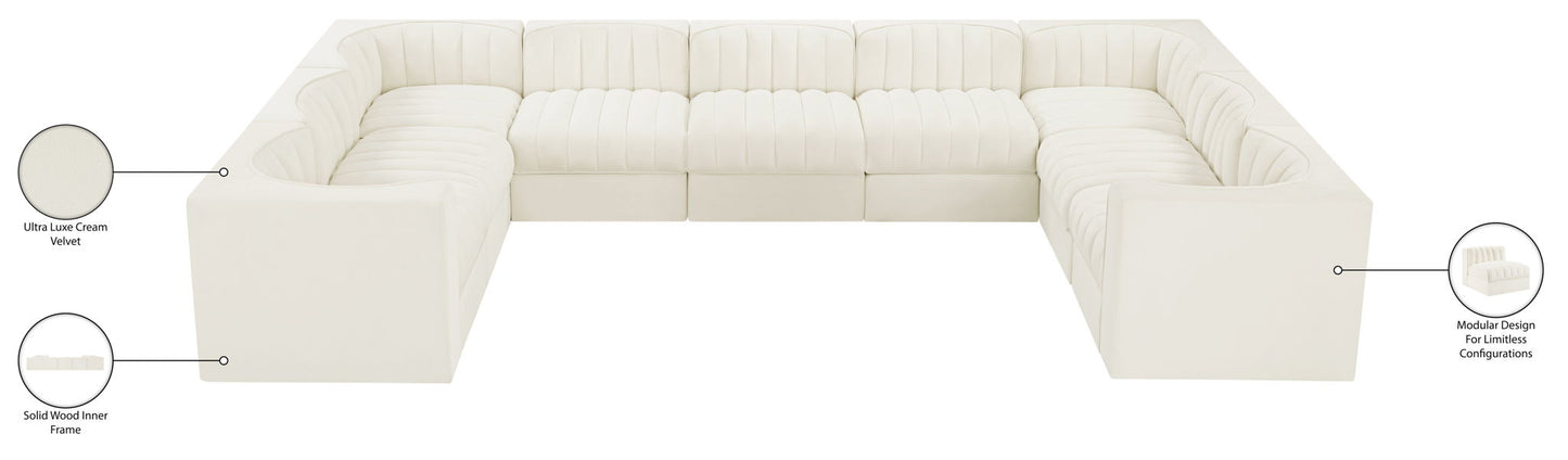 Rummi - Velvet Performance Fabric Upholstered 9 Piece Modular Sectional