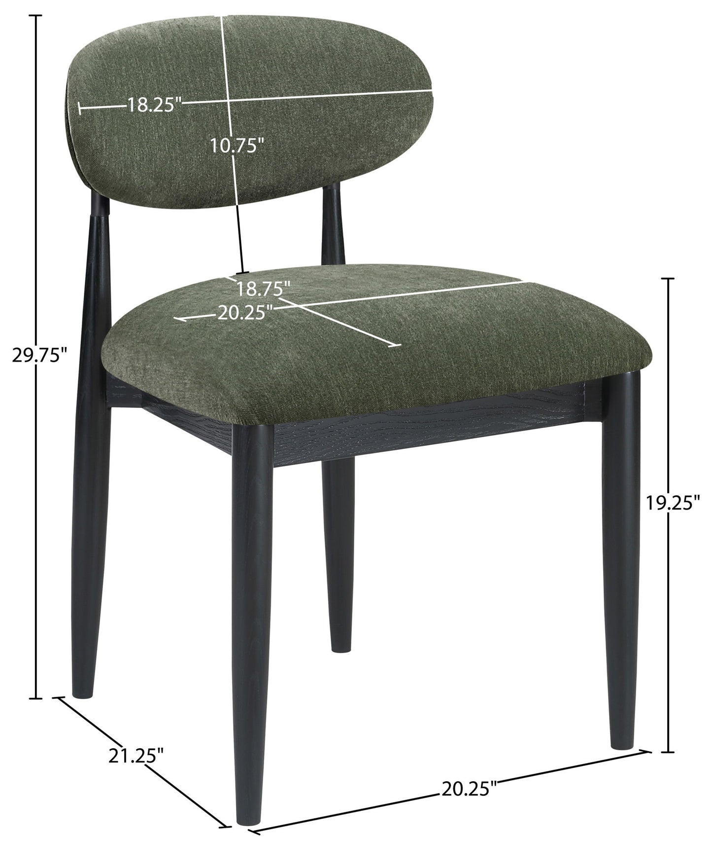 Riccio - Fabric Dining Side Chair (Set of 2) - Black Frame