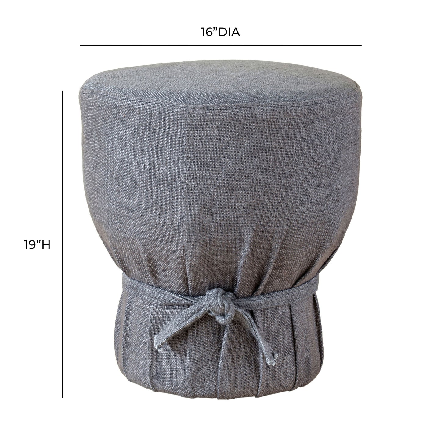 Elsie - Linen Upholstered Pouf - Gray