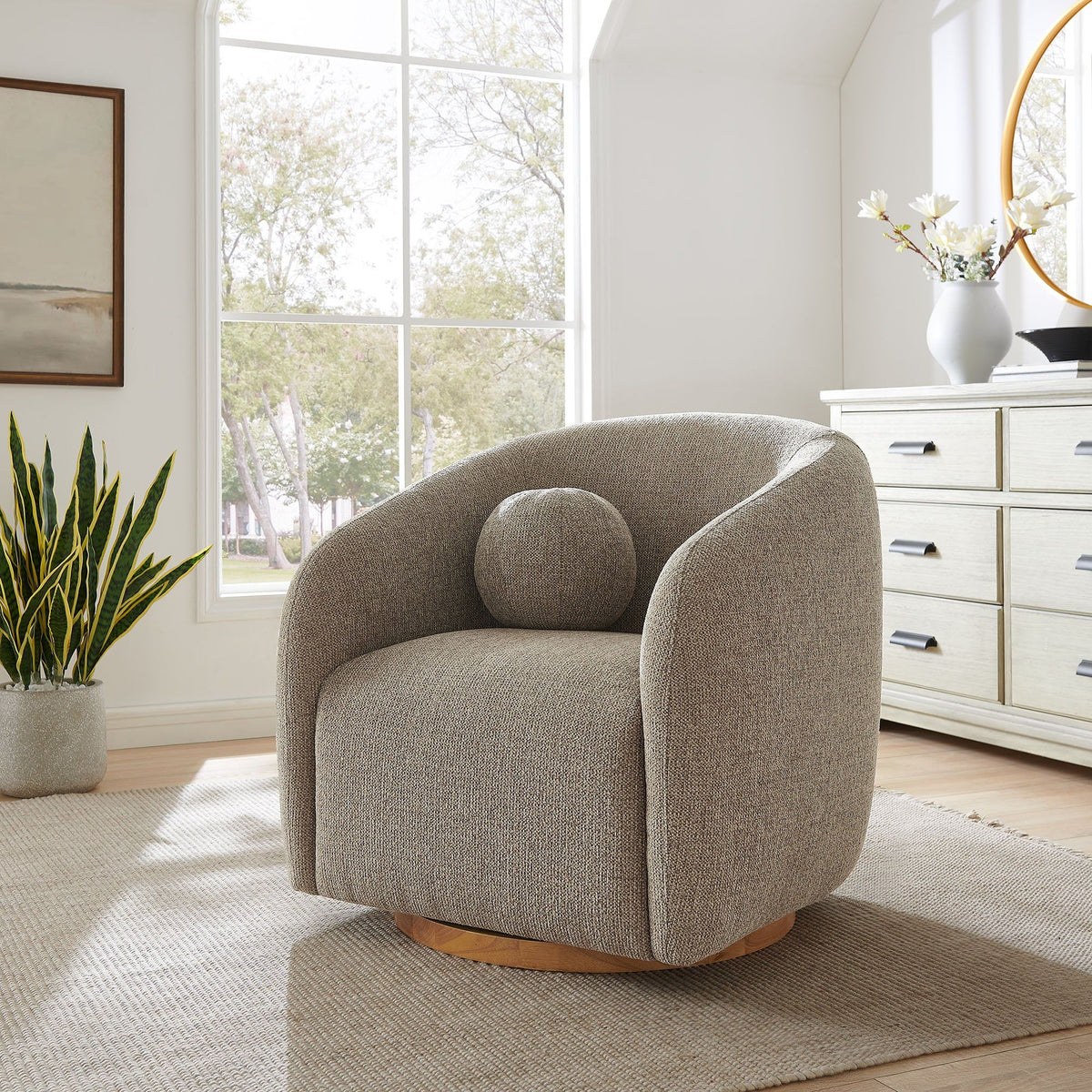 Holland Swivel Armchair - Taupe