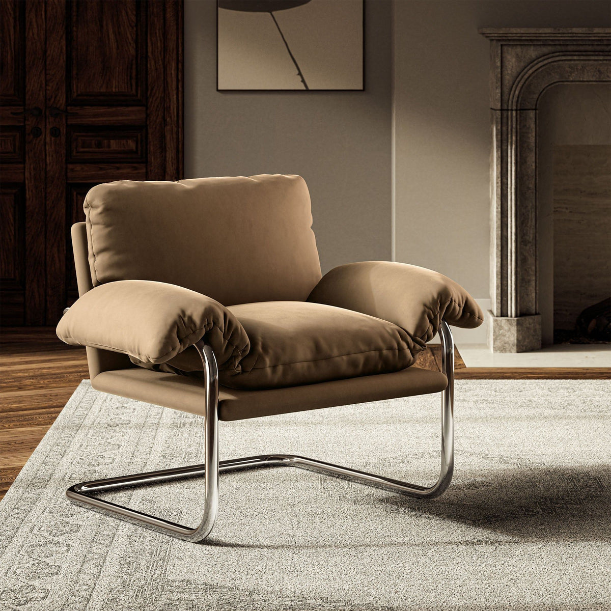 Ansel Performance Velvet Accent Chair - Taupe