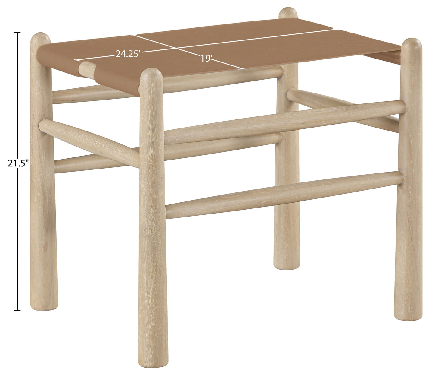 Santos - Faux Leather Upholstered Bench - Natural Frame