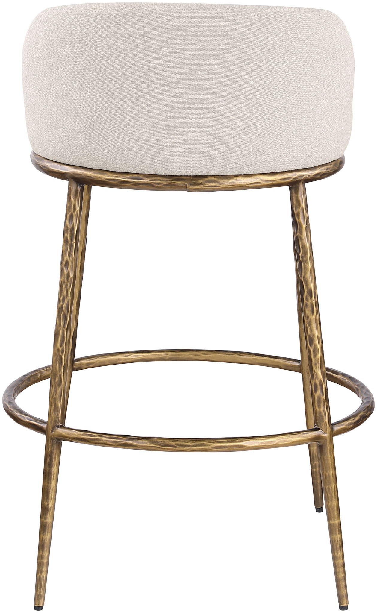 Ferro - Performance Fabric Upholstered Bar Stool - Antique Brass