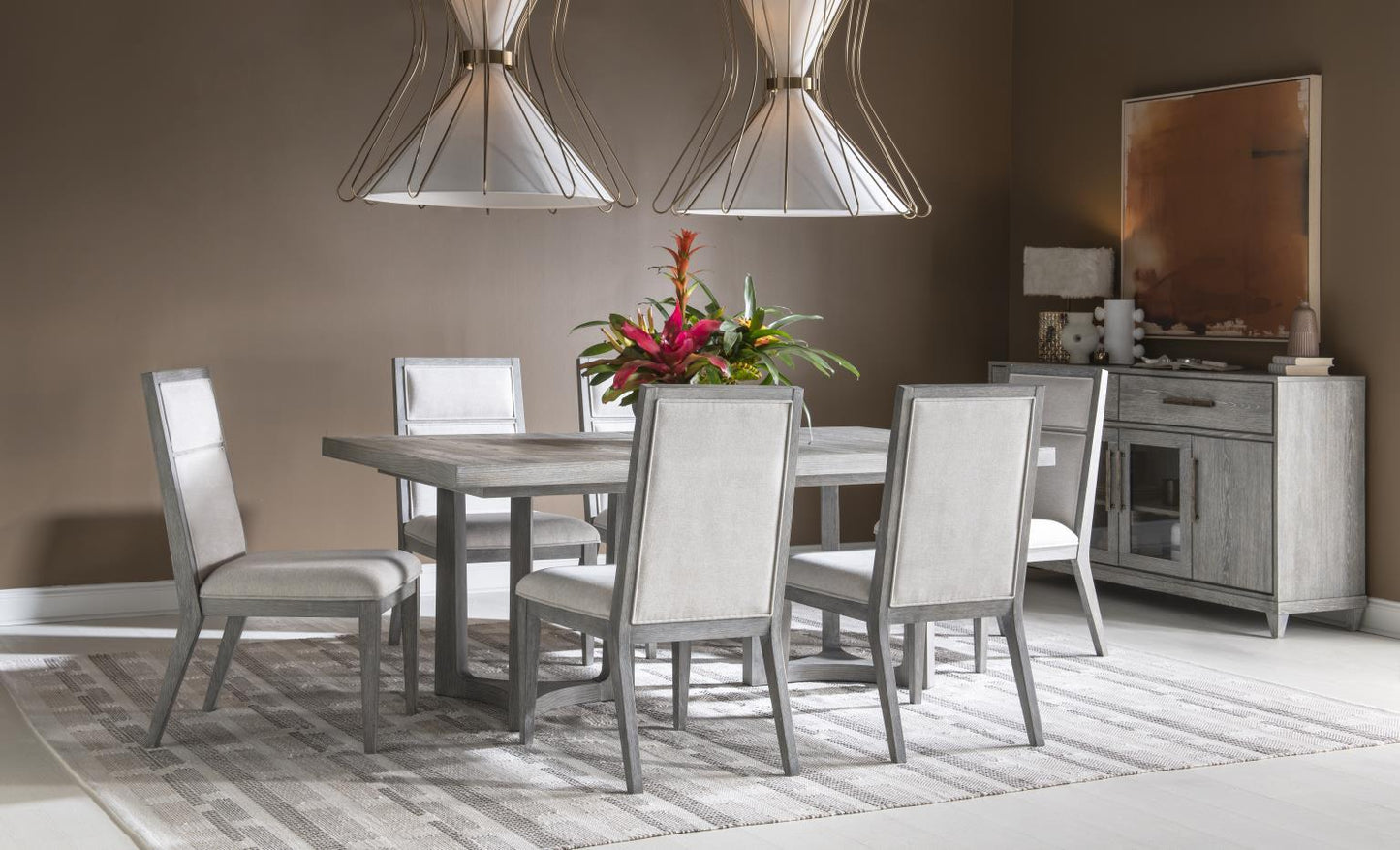 Artesia - Complete Round Pedestal Table - Smokey Taupe