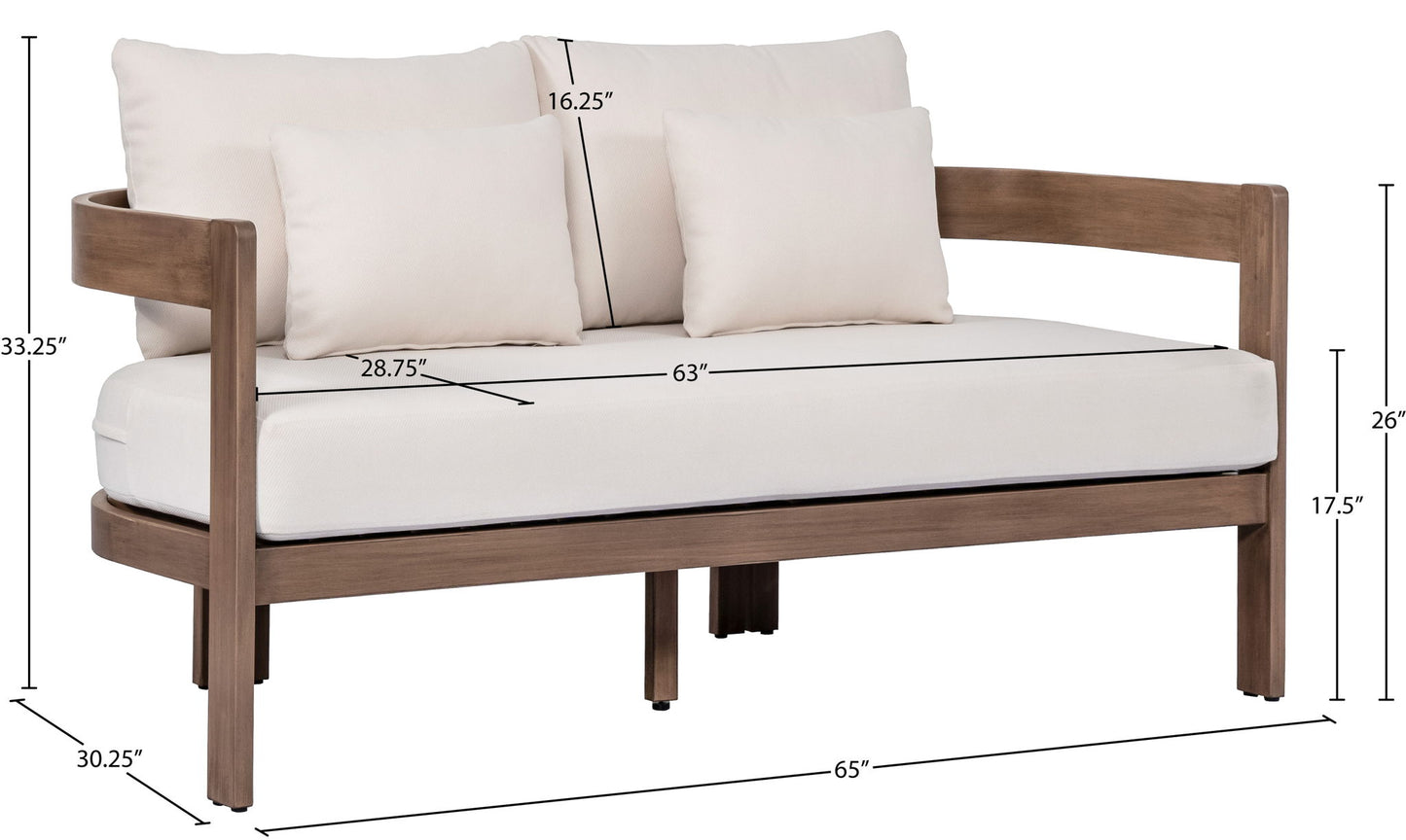 Newport - Water Resistant Fabric 65" Upholstered Outdoor Patio Loveseat