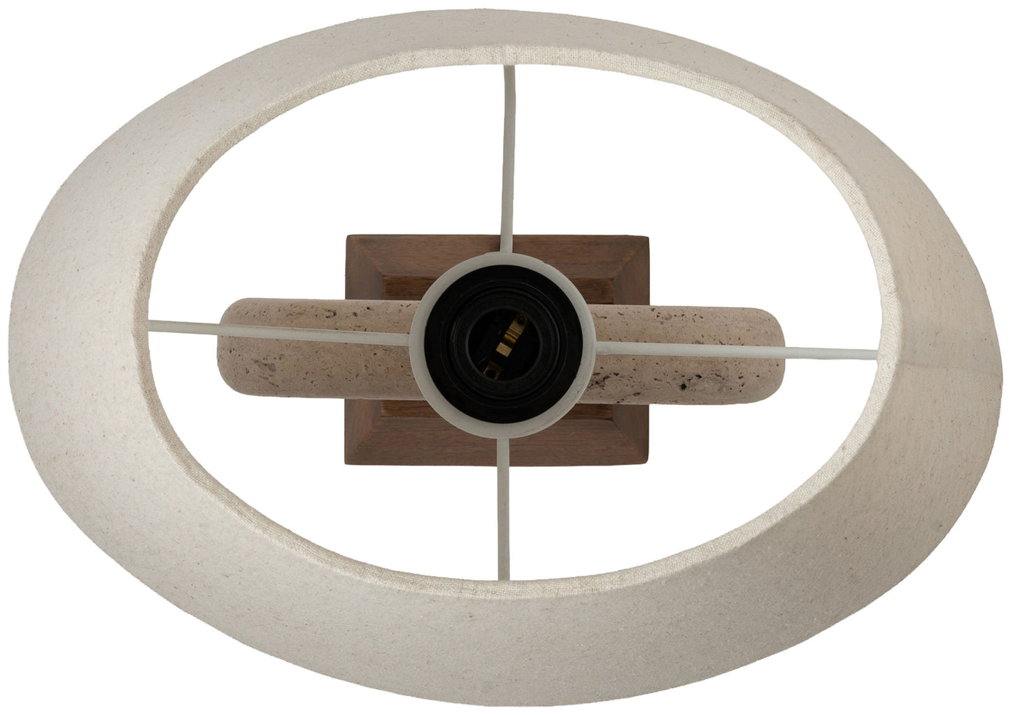 Solis - 14" Genuine Marble And Mango Wood Base With Linen Textured Fabric Shade Table Lamp