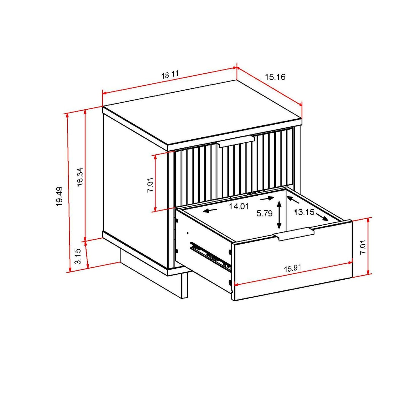 Manhattan Granville - 2-Drawer Nightstand