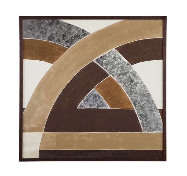 Neutral Geometry I Framed Print - Brown