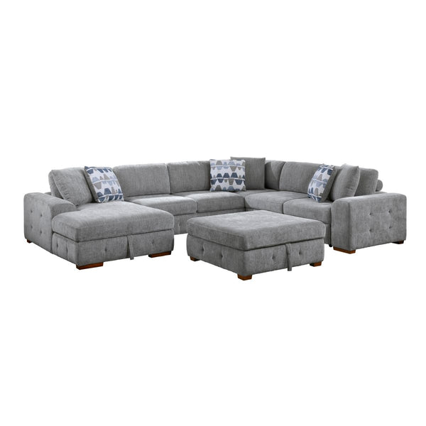 Raife 5-Piece Sectional with Left Chaise, Pull-out Bed and Ottoman