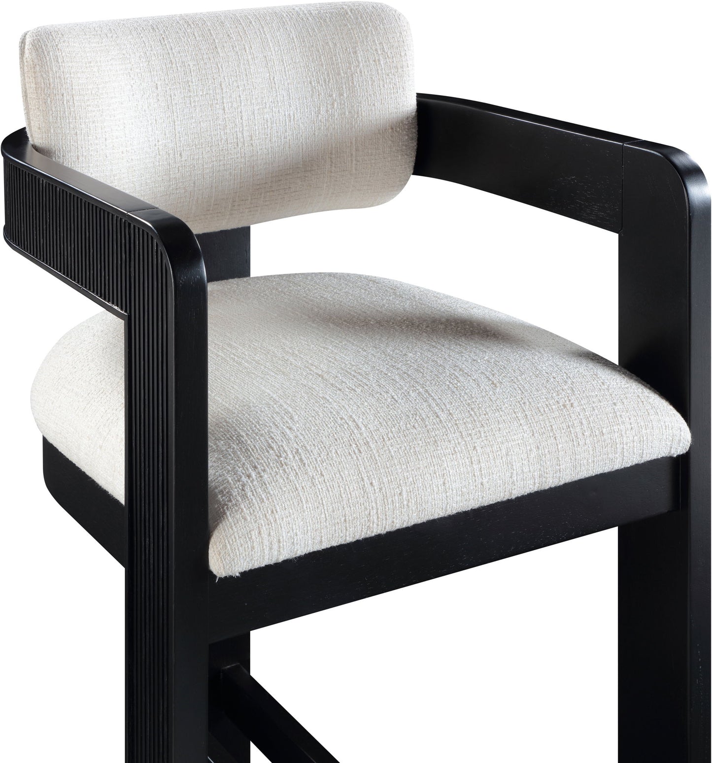 Sacha - Linen Stool With Black Base