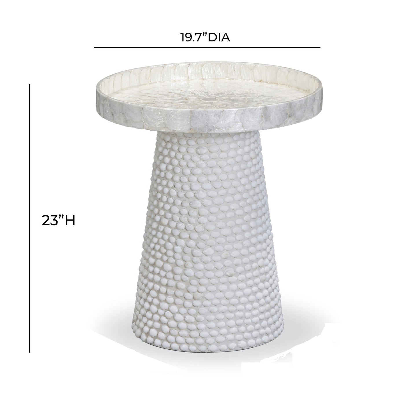Coast - Seashell Round Side Table - Pearl White