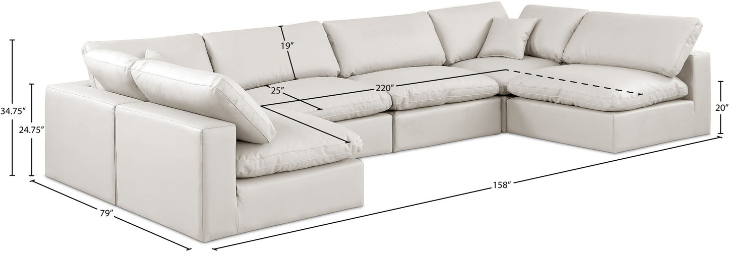 Comfy - 6 Piece Faux Leather Modular Armless Sectional