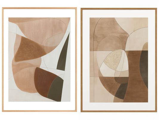 Framed Canvas Sculpted Balance (Set of 2) - Gold