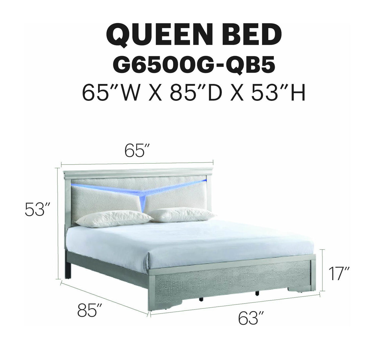 Glory Furniture - Lorana - Bed With LED Headboard