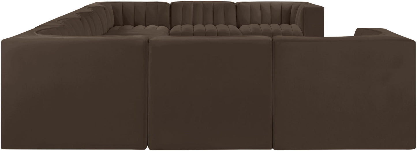 Rummi - Velvet Performance Fabric Upholstered 9 Piece Modular Sectional