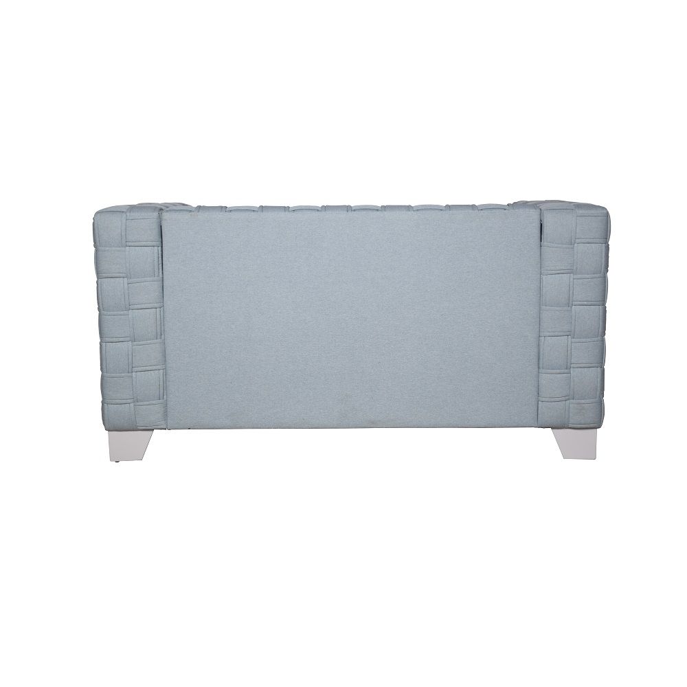 Saree - Loveseat - Light Teal Chenille & White