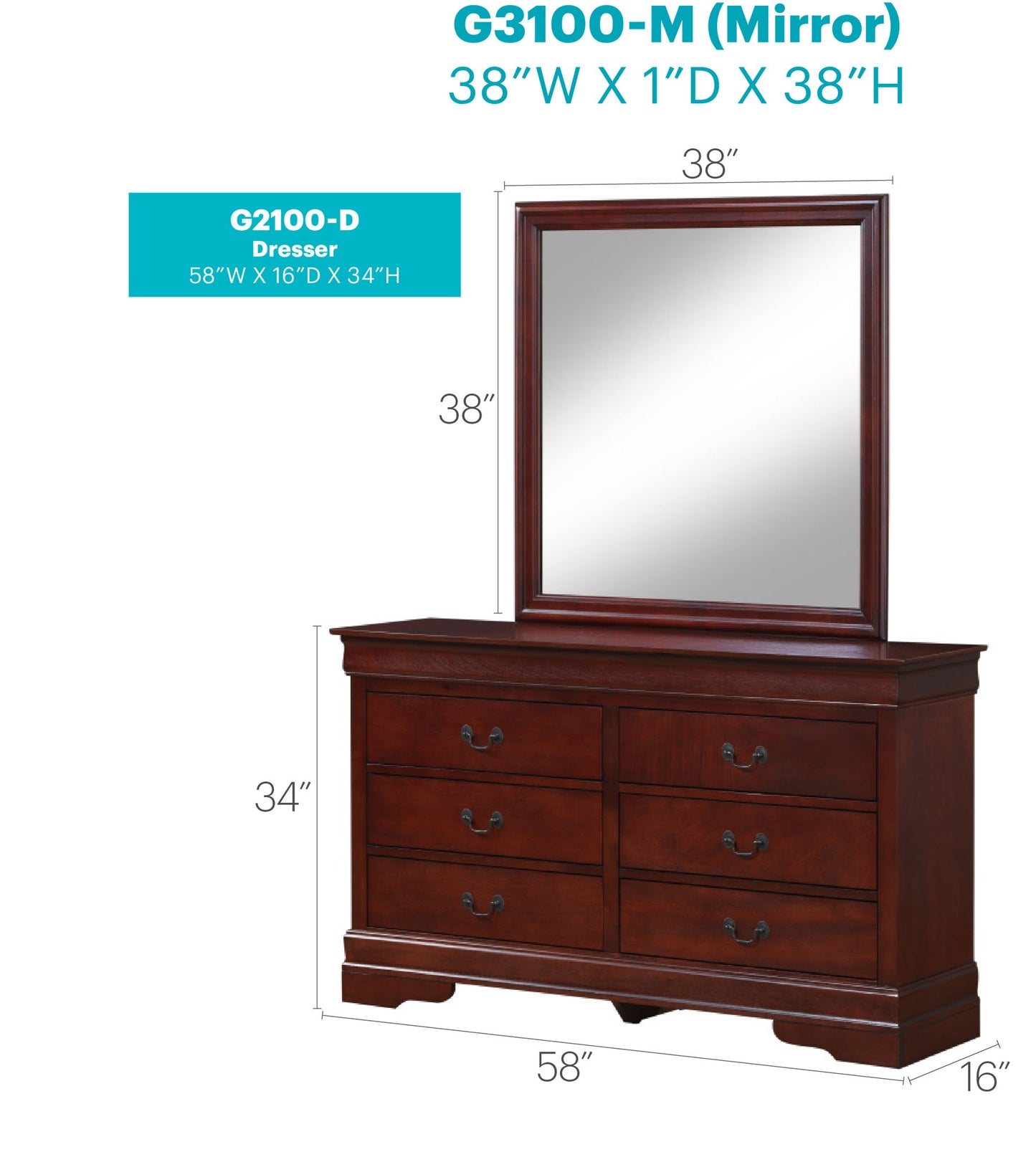 Glory Furniture - Louis Phillipe - Wooden Dresser