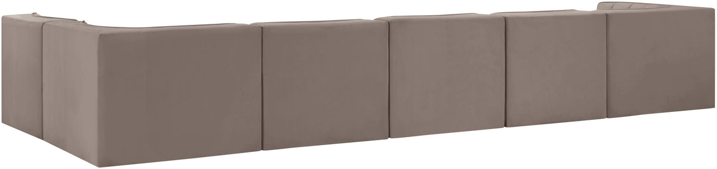 Rummi - Velvet Performance Fabric Upholstered 6 Piece Modular Sectional, L-Shaped (Right)