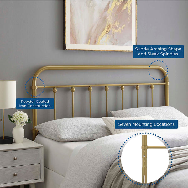 Sage Metal Headboard - King, Gold