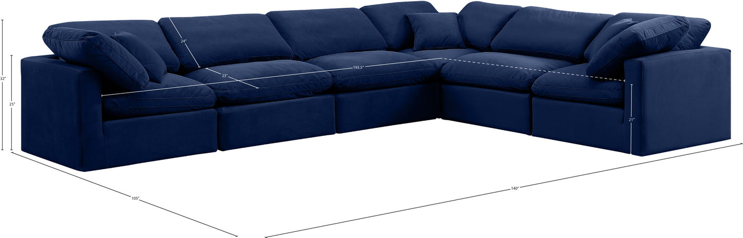 Indulge - Velvet 6 Piece Modular Corner Sectional