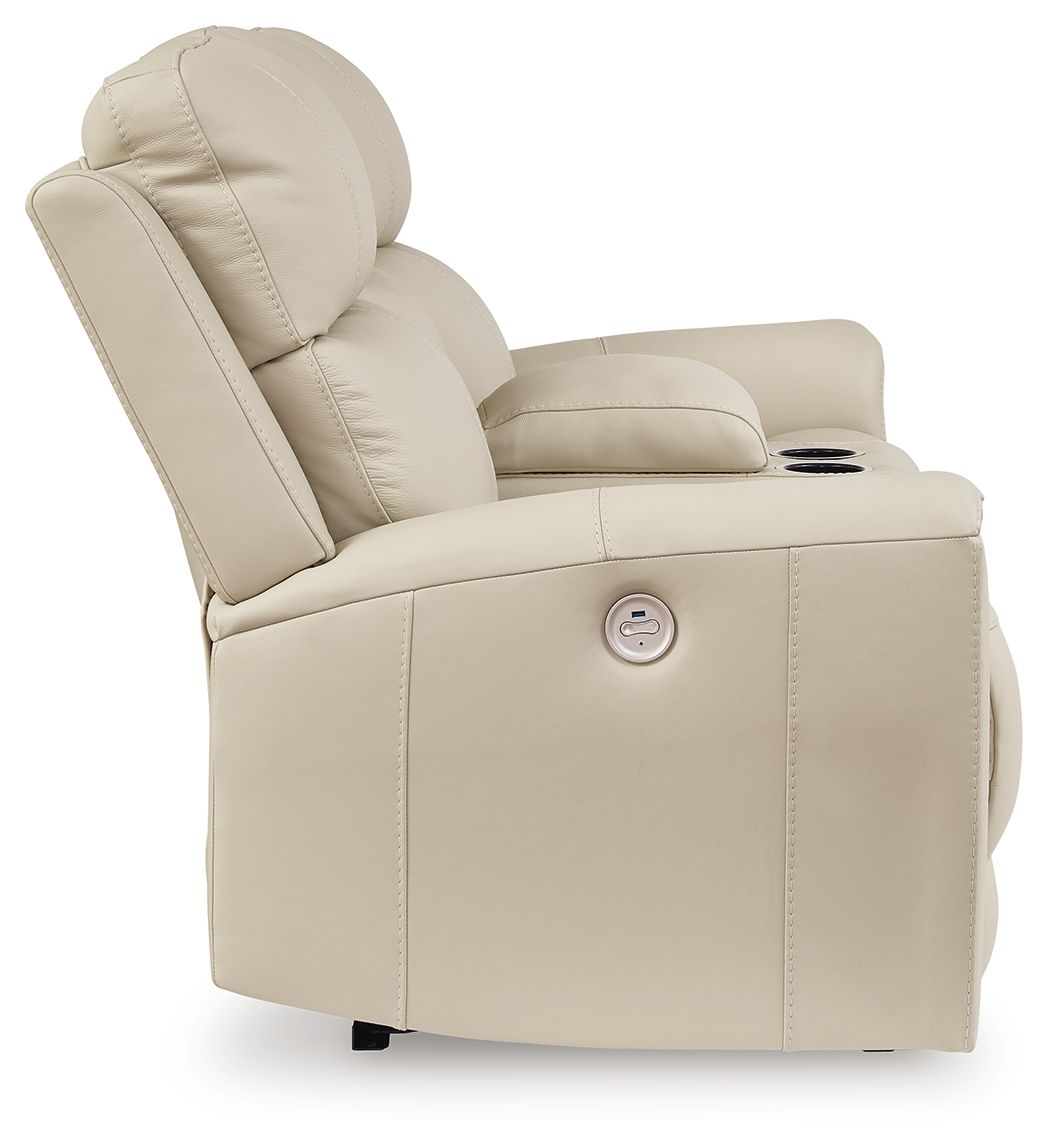Dahlmoore - Dbl Power Reclining Loveseat With Console - Almond