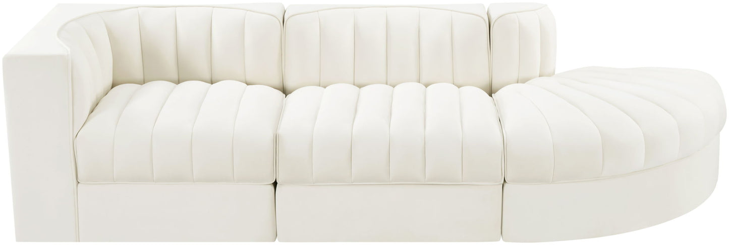 Rummi - Velvet Performance Fabric Upholstered 3 Piece Modular Sectional