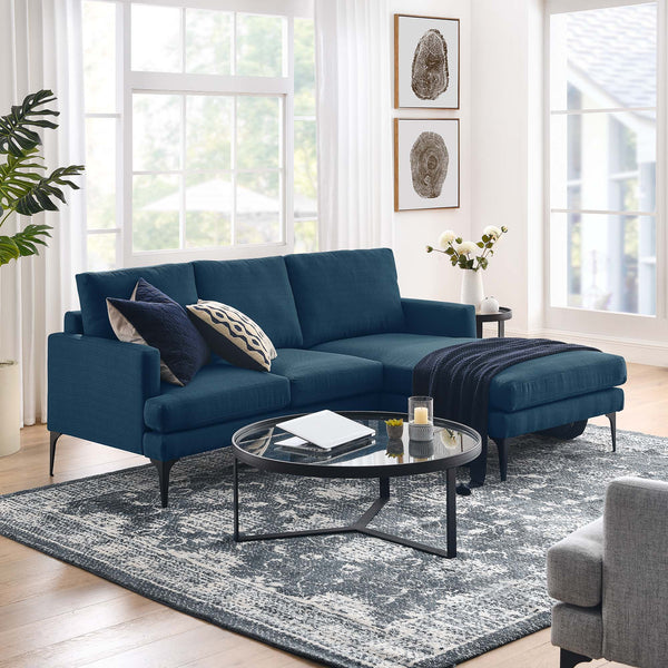 Evermore Right-Facing Upholstered Fabric Sectional Sofa - Azure