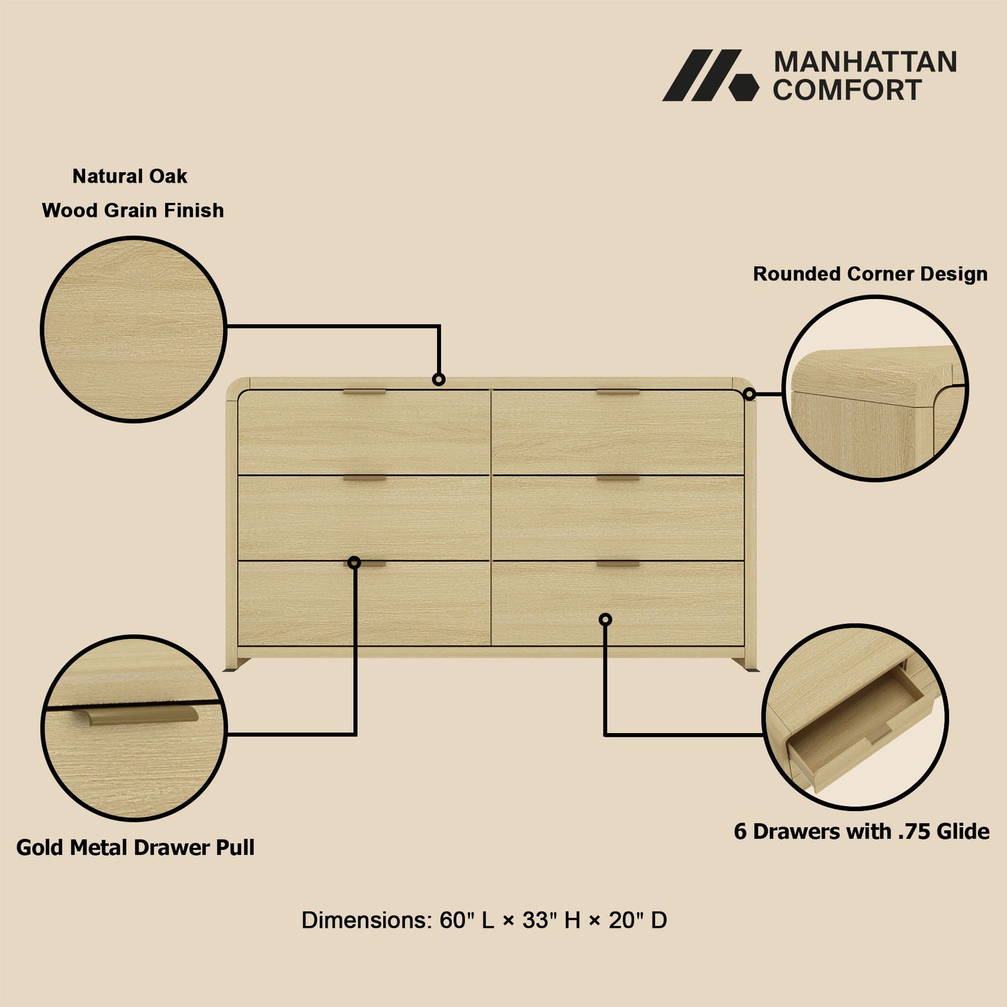 Grace - Dresser - Natural Oak