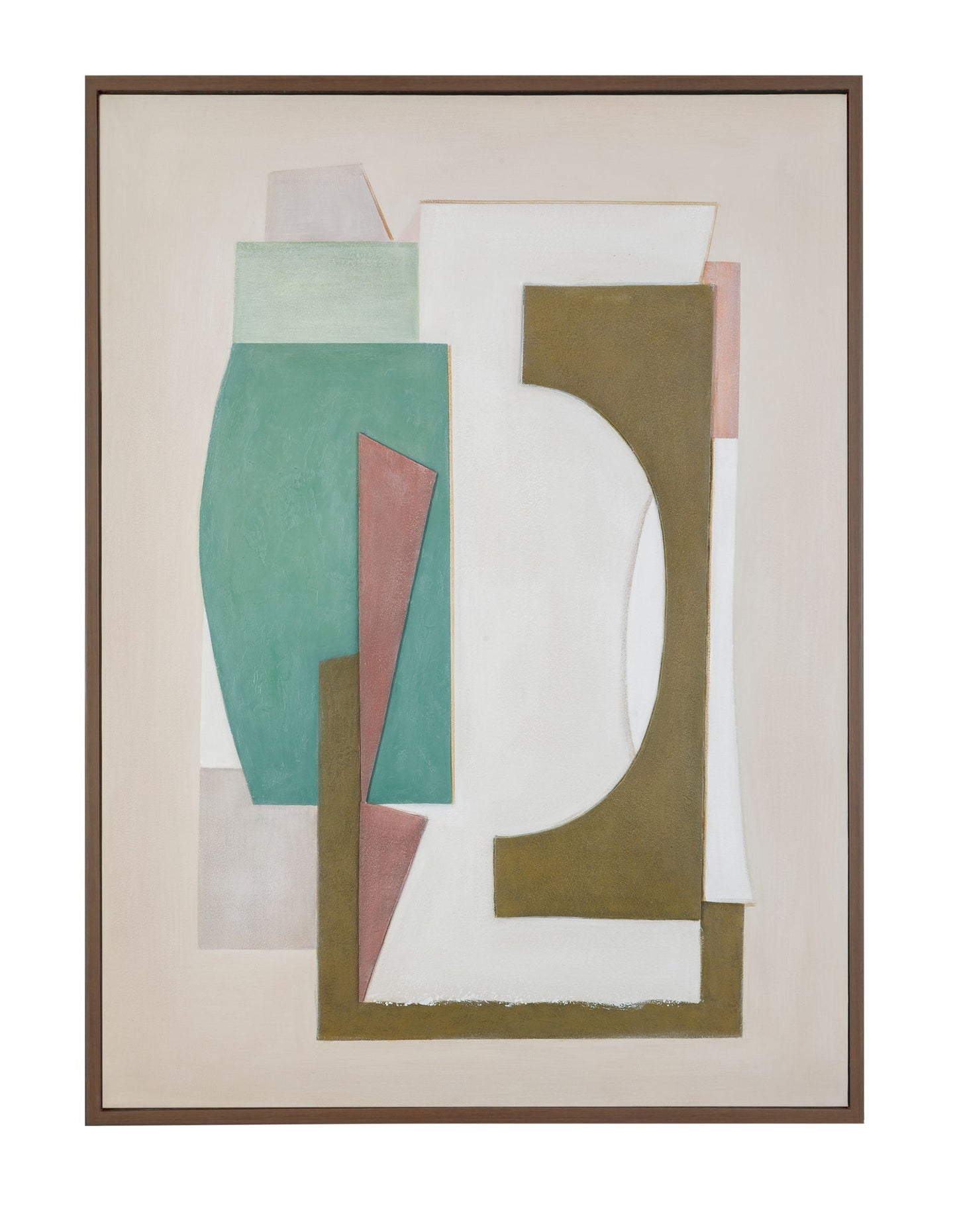 Layered Geometry Framed Canvas - Green