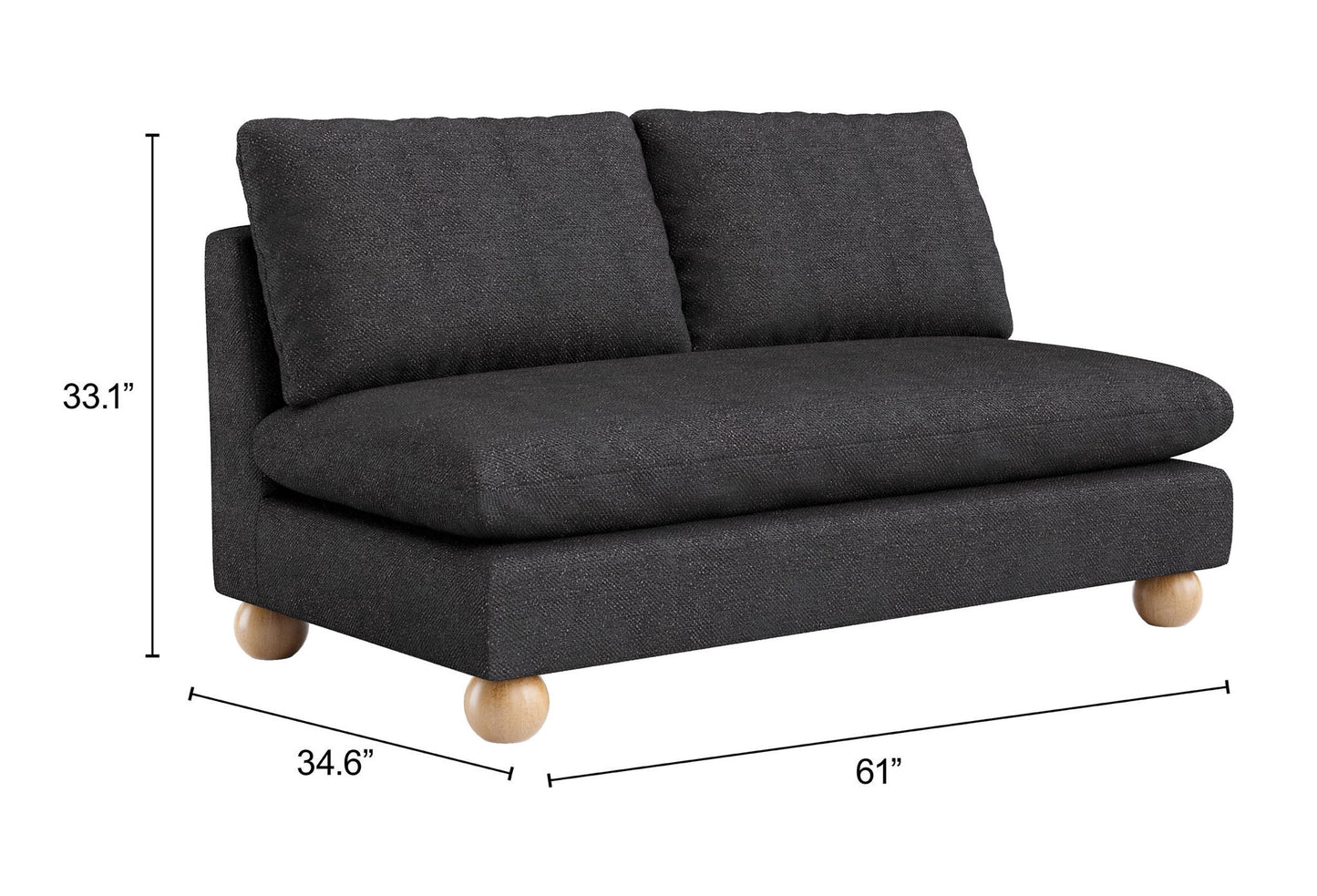 Minze - Loveseat - Black