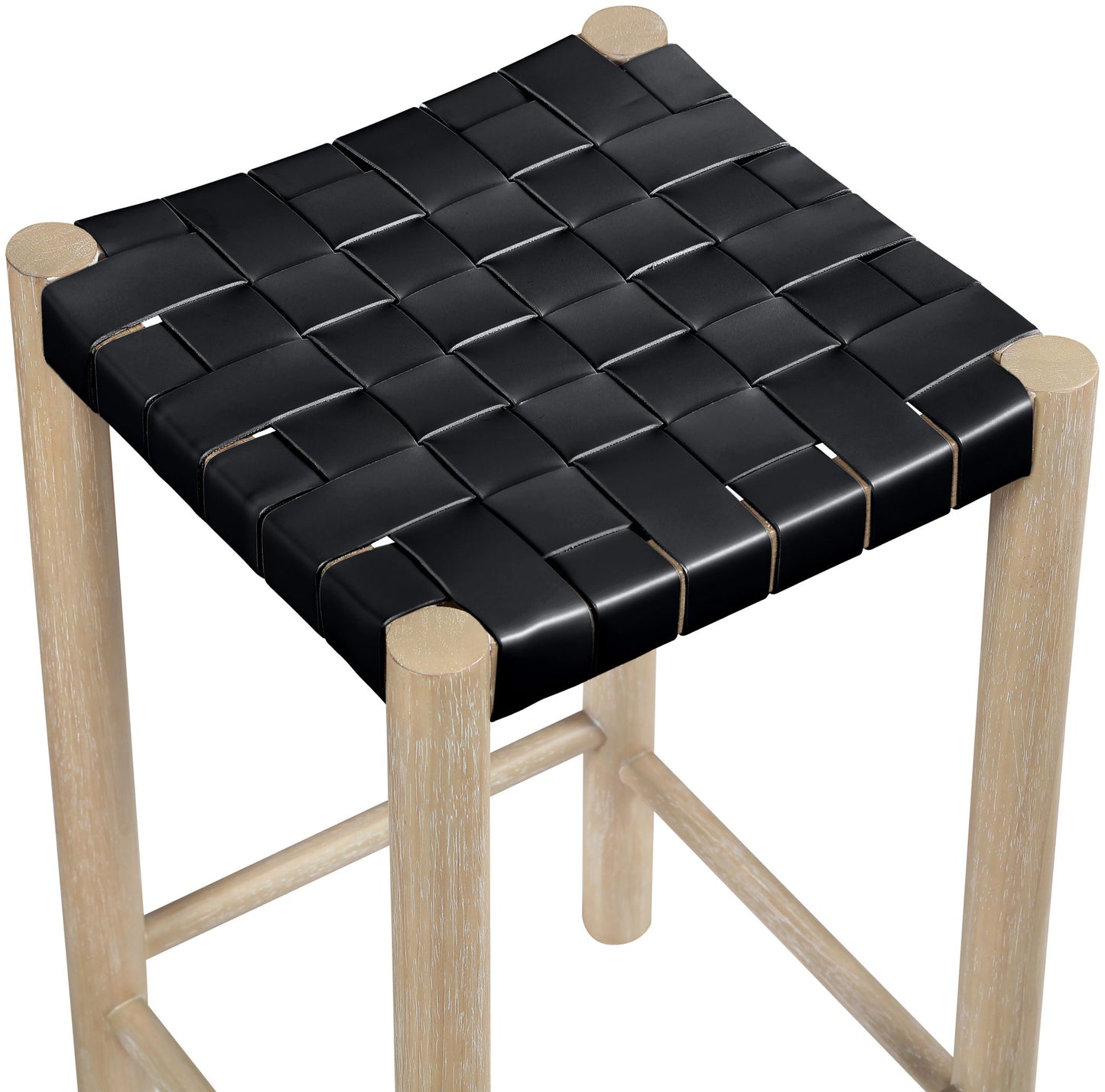 Entwine - Vegan Leather Upholstered Backless Counter Stool - Painted Natural