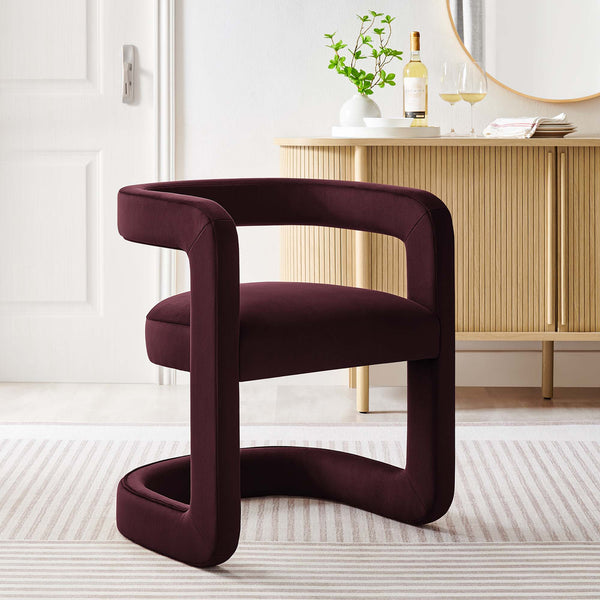 Winslow Performance Velvet Barrel Accent Chair - Mulberry