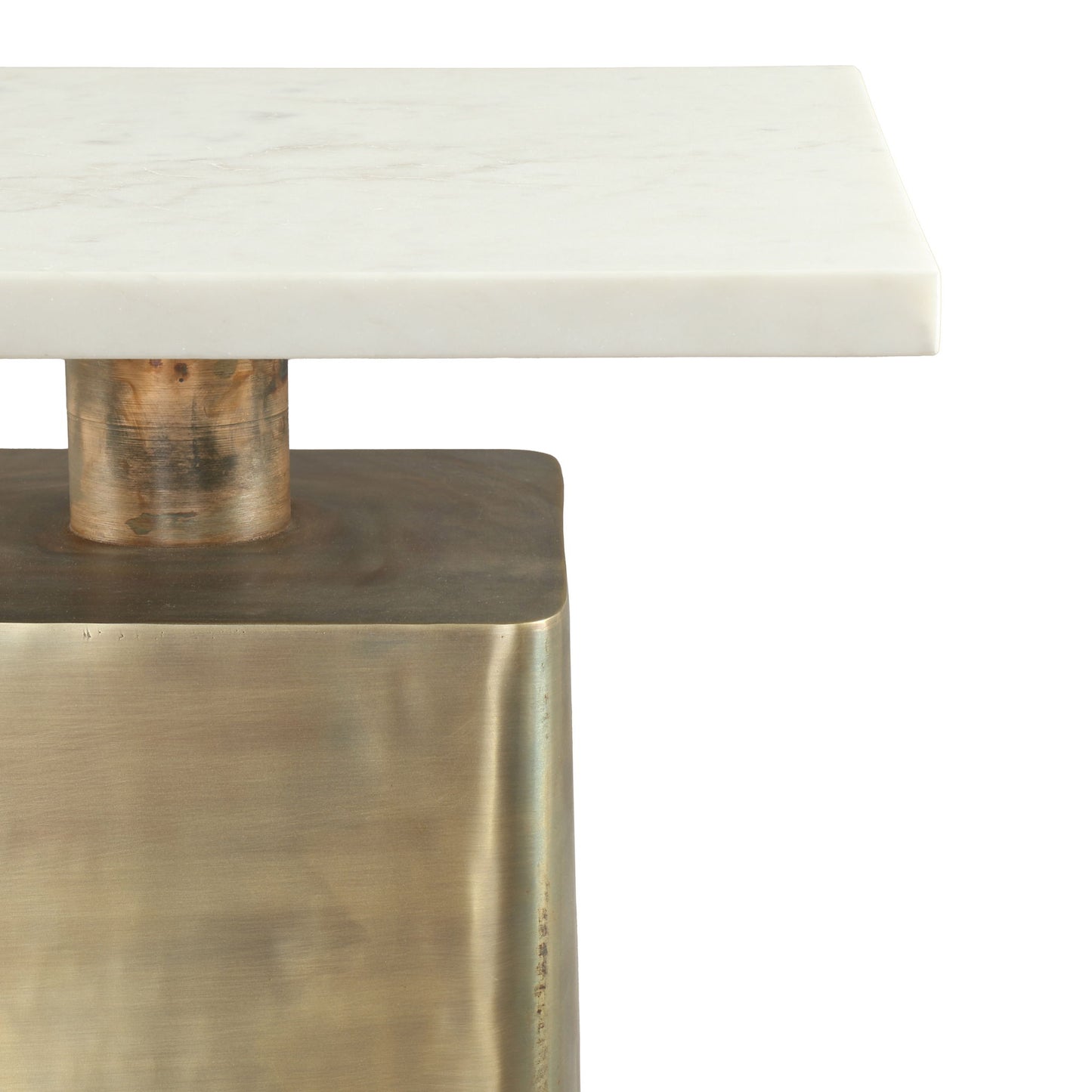 Nyra - Side Table - White / Brass