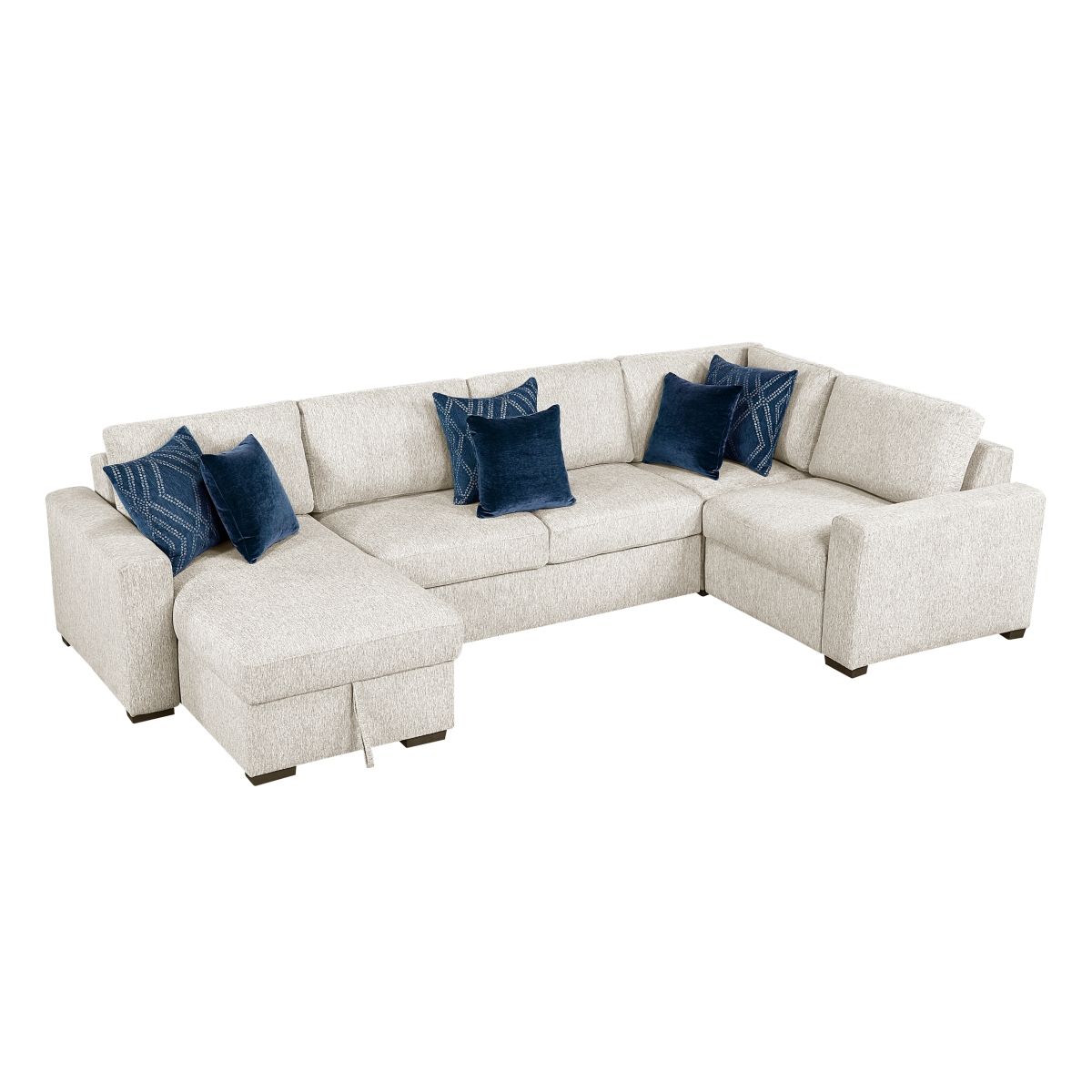 Isla 4-Piece Sectional with Convertible and Reversible Chaise, Hidden Storage, Click Motion Back