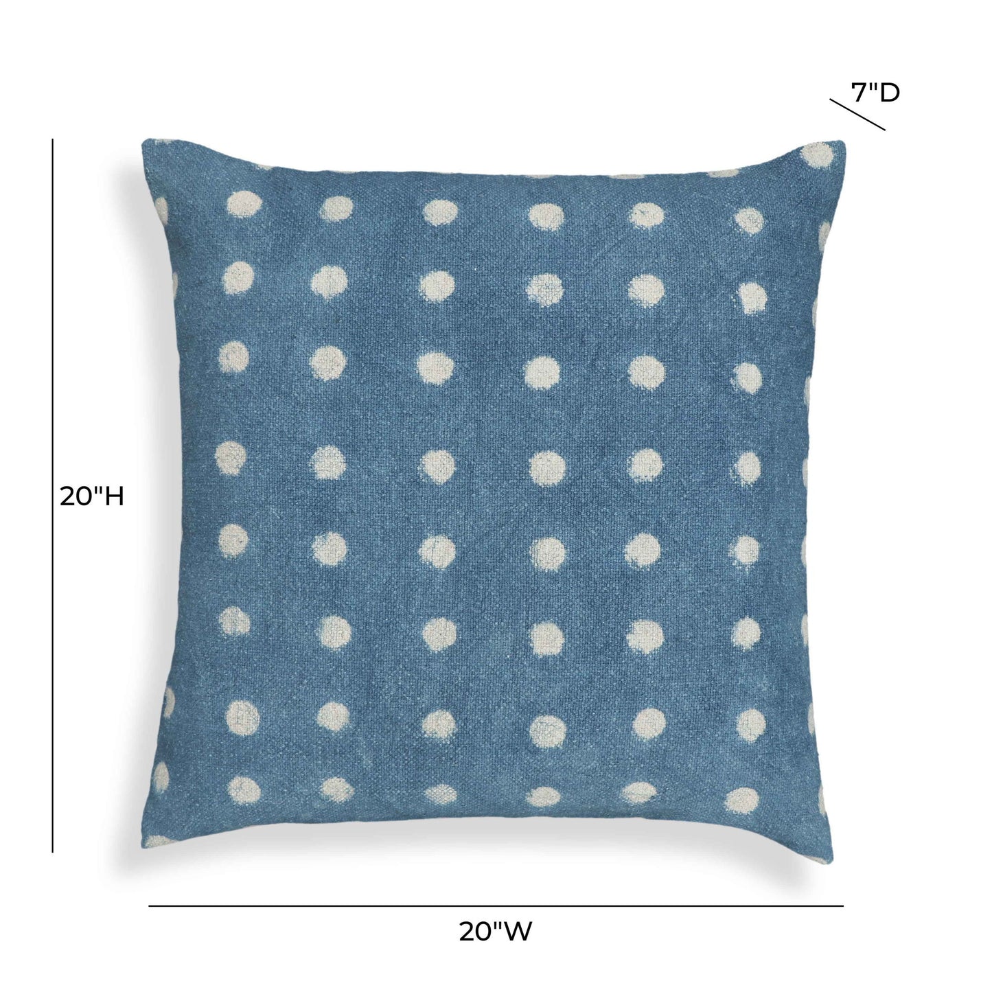 Indigo - Dots Cotton Square Accent Pillow - Indigo