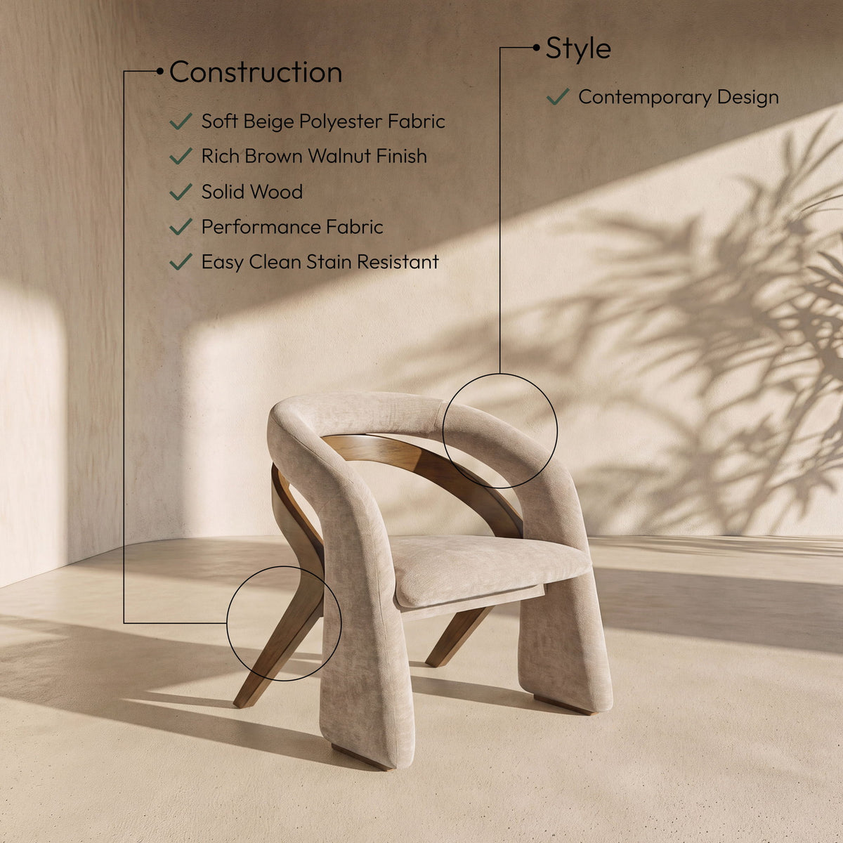 Riven - Fabric Upholstered Dining Chair