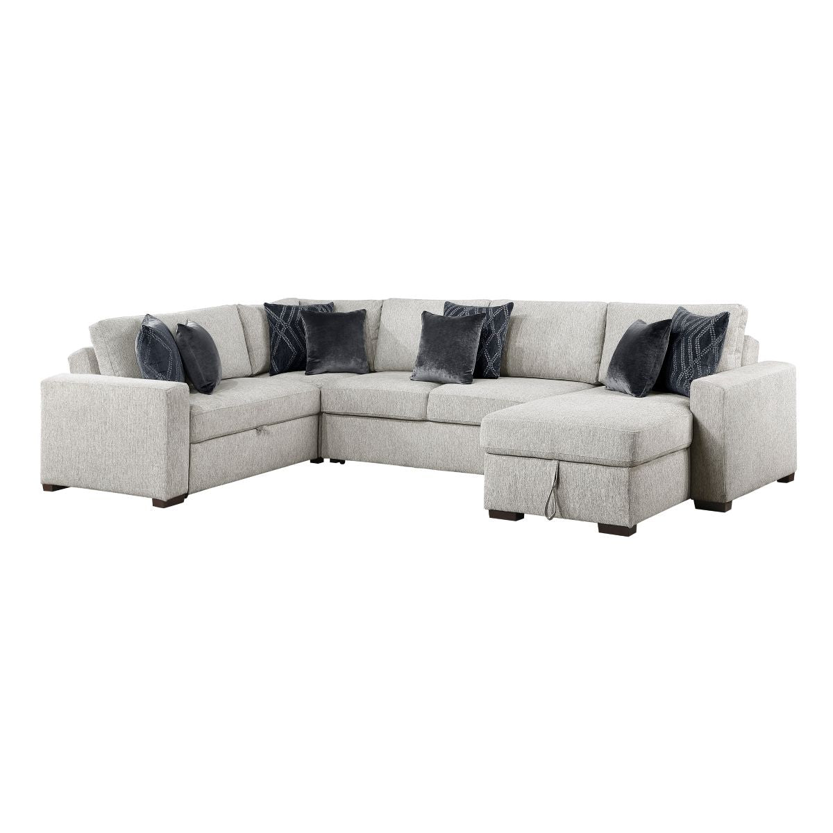 Isla 4-Piece Sectional with Reversible Chaise, Pull-out Bed, Hidden Storage and Click Motion Back