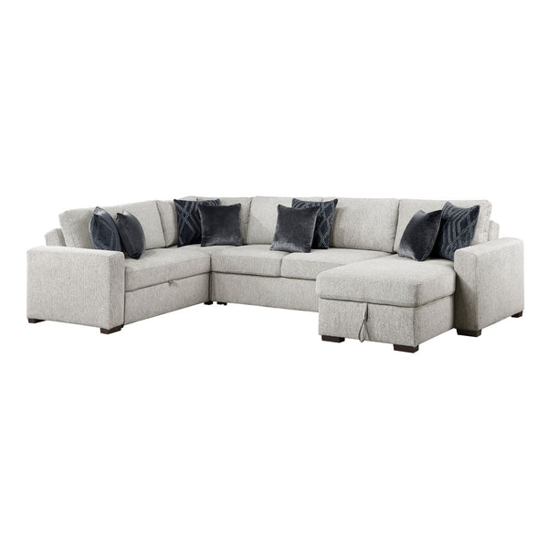 Isla 4-Piece Sectional with Reversible Chaise, Pull-out Bed, Hidden Storage and Click Motion Back