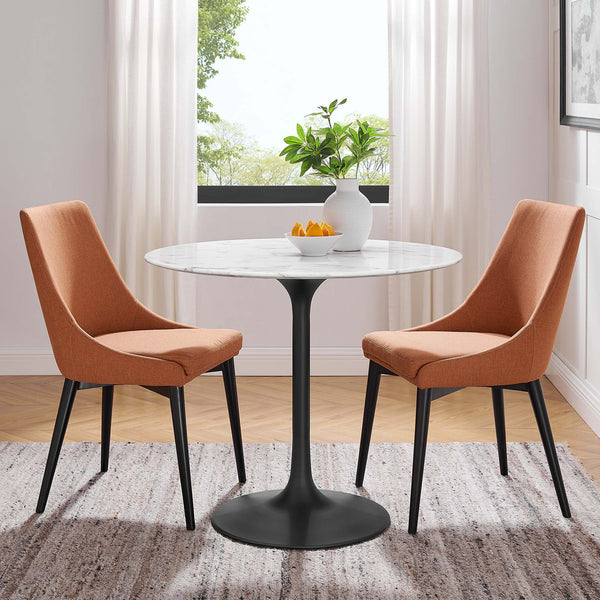 Lippa Round 36" Dining Table - Faux Marble, Black White