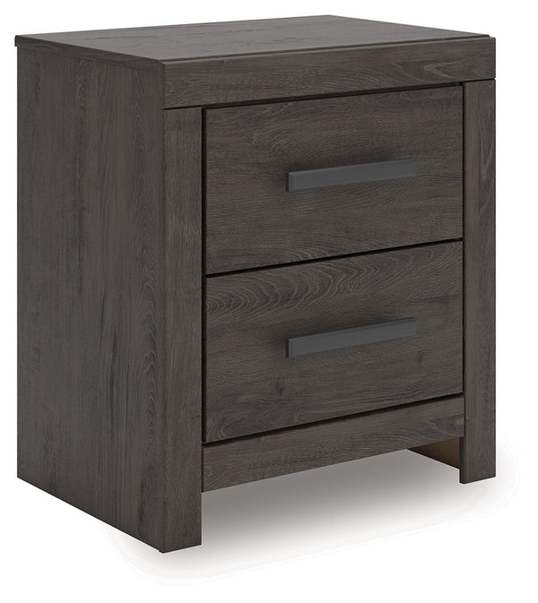 Prendonea - Two Drawer Night Stand - Charcoal