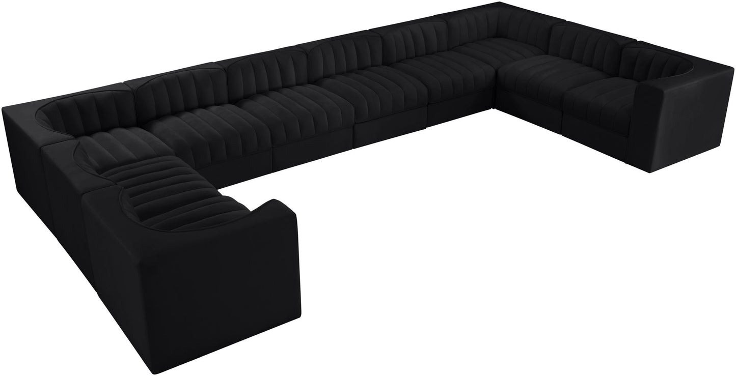 Rummi - Velvet Performance Fabric Upholstered 10 Piece Modular Sectional