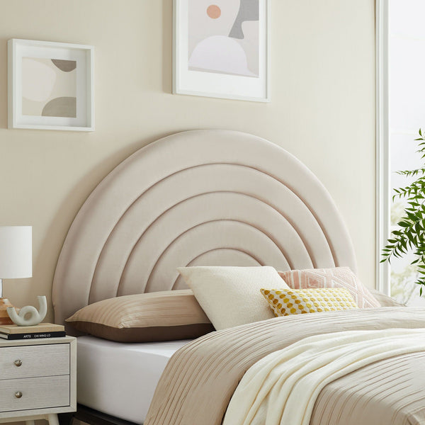 Solana Arched Performance Velvet Headboard - King, Almond