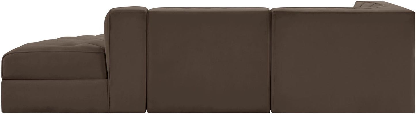 Rummi - Velvet Performance Fabric Upholstered 3 Piece Modular Sectional