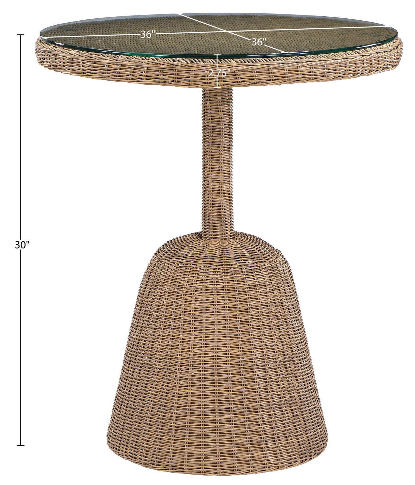 Seacrest - Tempered Glass Top And Wicker Outdoor Patio Counter Height Table