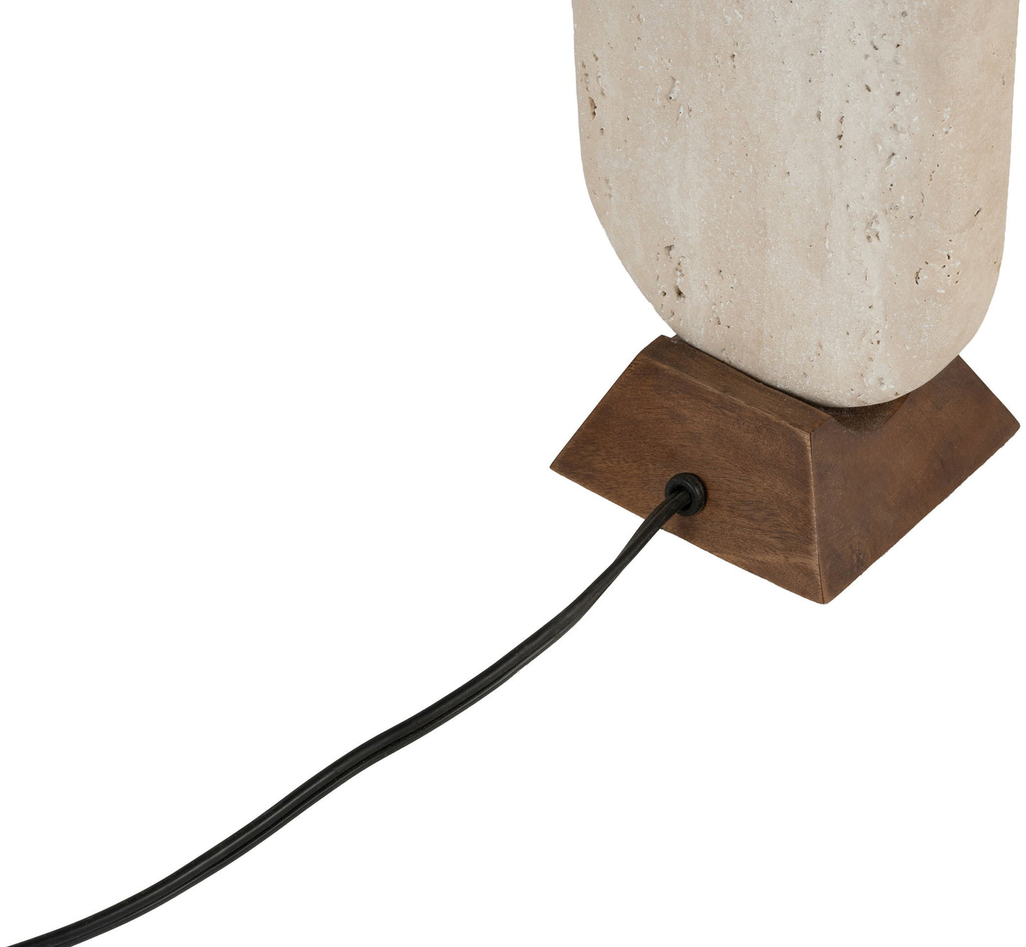 Solis - Genuine Marble And Mango Wood Base With Linen Textured Fabric Shade Table Lamp